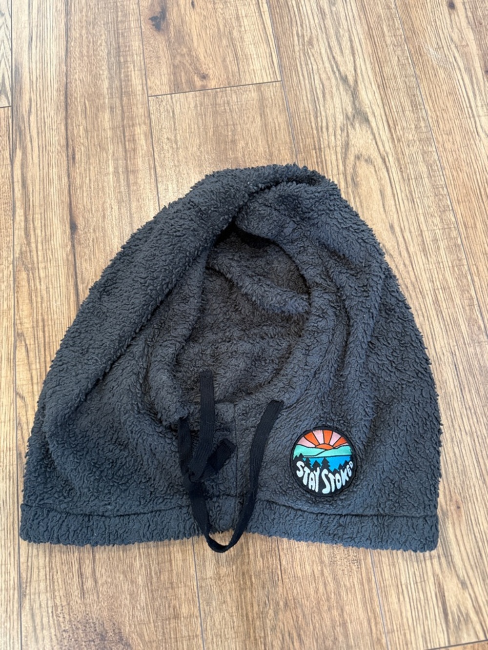 Notice the Reckless Gray Sherpa Hood with Colorful 'Stay Stoked' Patch